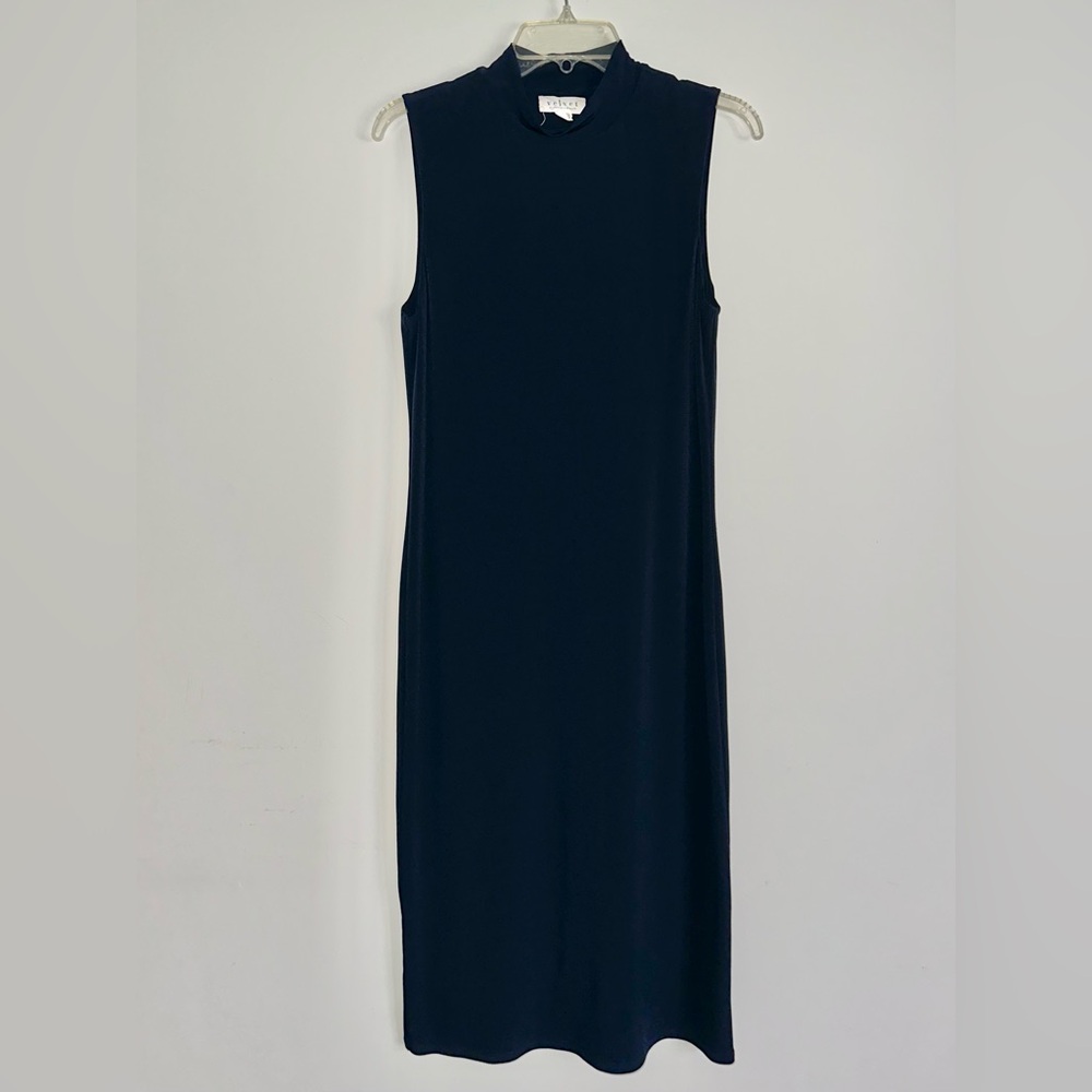 Velvet by Graham & Spencer Sleeveless Mock Neck Midi Dress, Navy, Size M